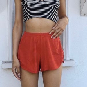 Brandy Melville Red Waffle Knit Shorts